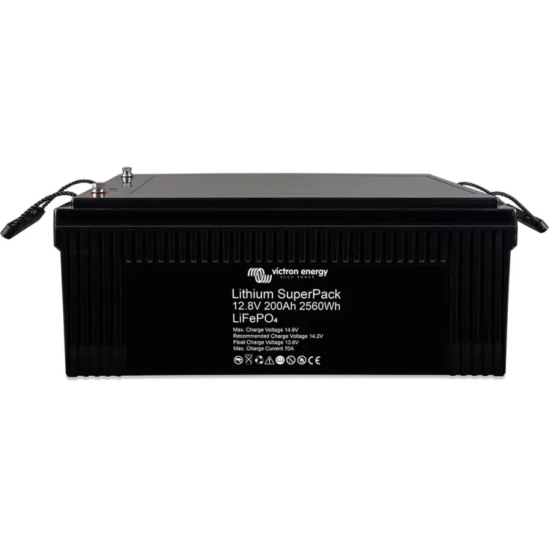 Anschlüsse und Abmessungen der Victron Energy Lithium Batterie 12,8V 200Ah