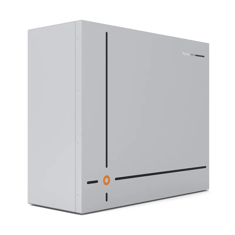 Rückansicht des Pytes Batteriespeichers Lithium V12 mit Kommunikationsports CAN, RS485 und WLAN