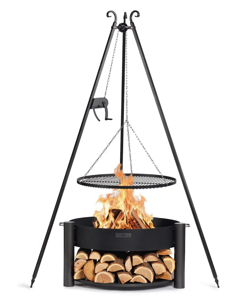 Cookking Feuerschale "MONTANA" 80 cm mit Schwenkgrill 180 cm mit Kurbel und Grillrost aus Rohstahl 70 cm – Bild 2