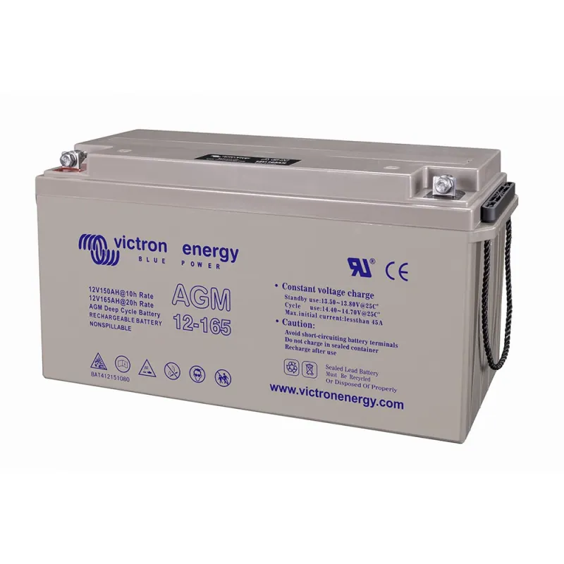 Victron Energy AGM-Batterie 12V/165Ah mit Kennzeichnung und Anschlusspolen.