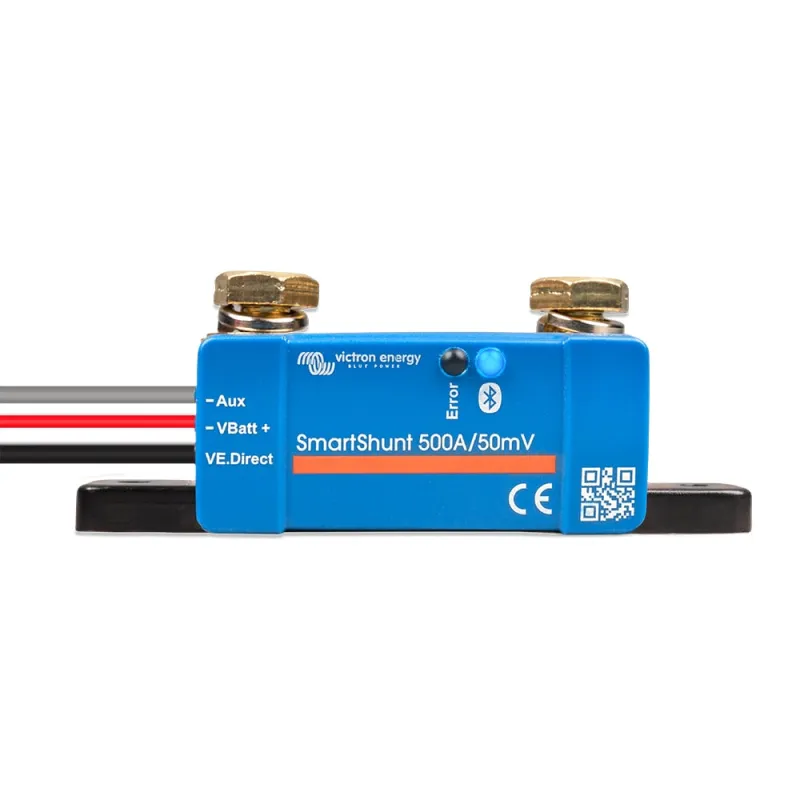 Victron Energy Shunt mit Kabelanschluss für präzise Strommessung in Batteriesystemen.