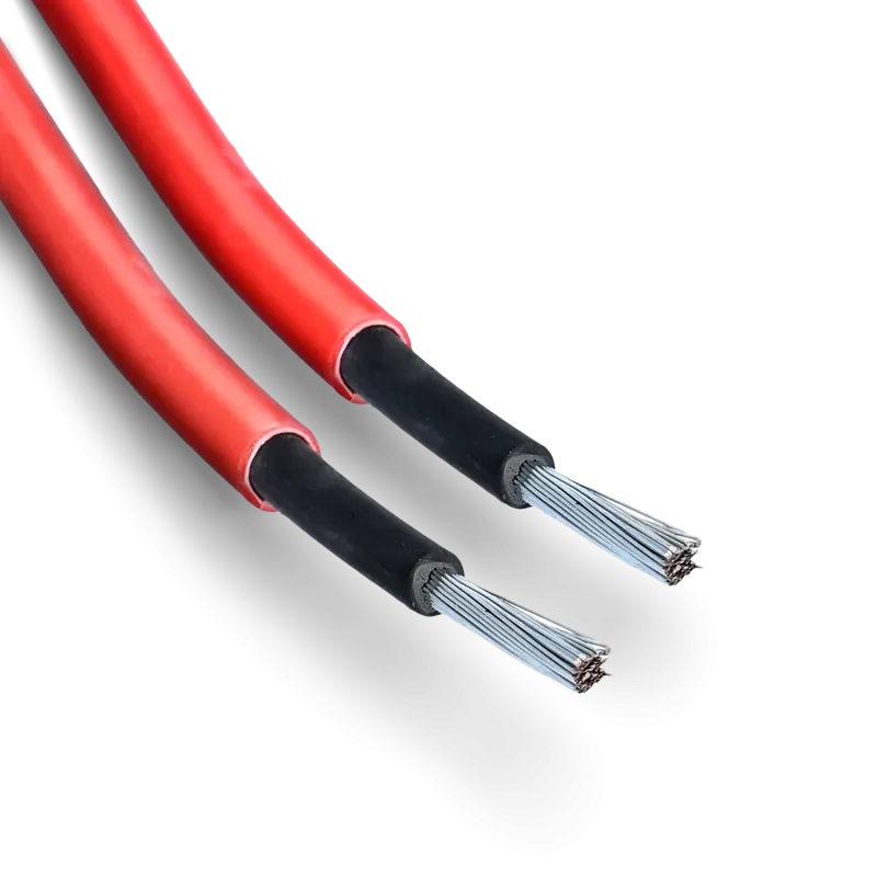 Detailansicht des roten Verlängerungskabels 6mm² mit MC4-Steckverbindern.