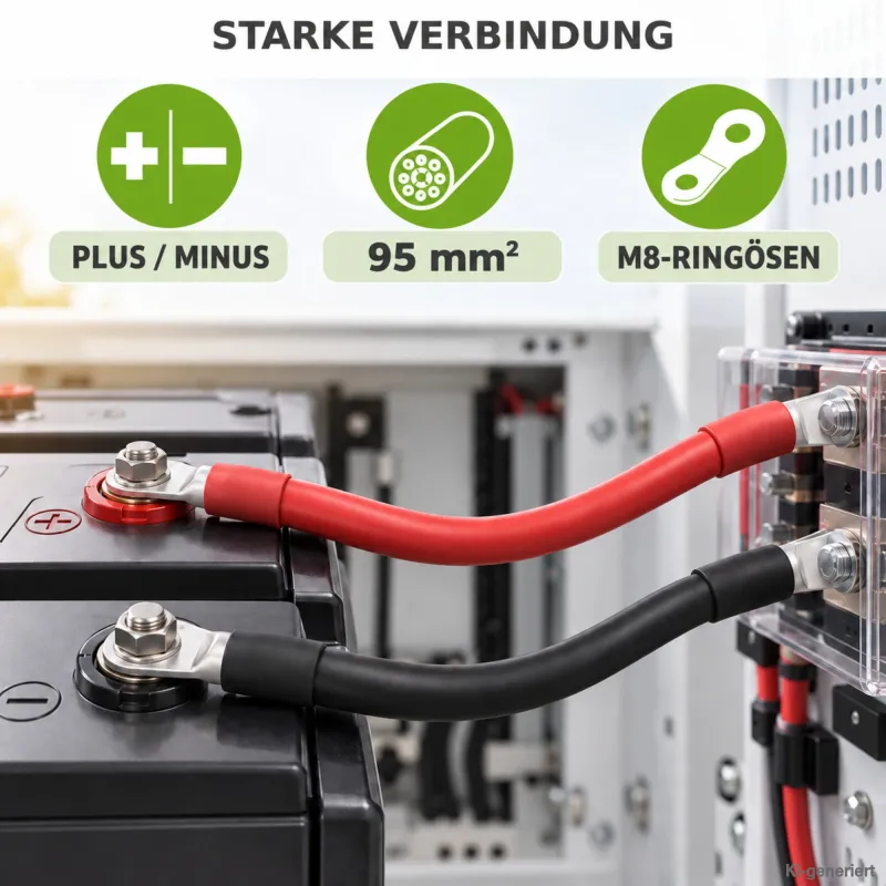 2m Batteriekabel 95mm² beidseitig M8 schwarz / rot – Bild 3