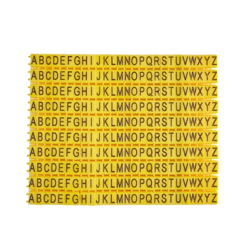 Kabelmarker Clips A–Z, 260 Stück, für 2,5 mm² Kabel, je 10x Buchstaben, gelb