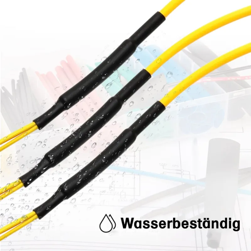 Schrumpfschlauch Sortiment Schwarz Rot Blau Weiß Transparent 3:1 Ratio mit Kleber Doppelwandig 275 Stück 45mm Länge Verschiedene Durchmesser – Bild 3