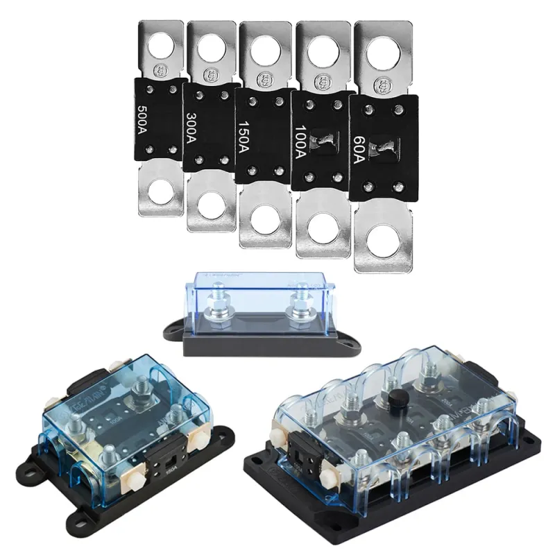 Detailaufnahme der Anschlüsse am 2-fach MEGA-Fuse Sicherungshalter