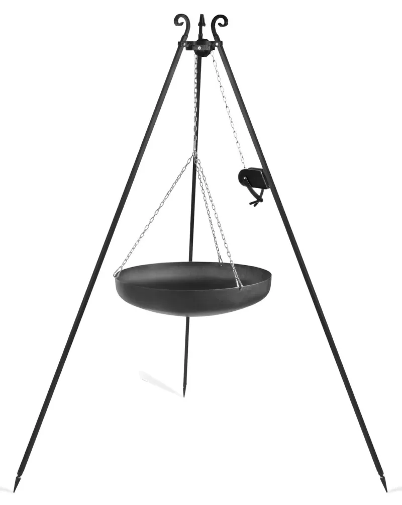 Cookking 180 cm Dreibein-Wok mit Winde und 60 cm Wok aus Naturstahl – Bild 2