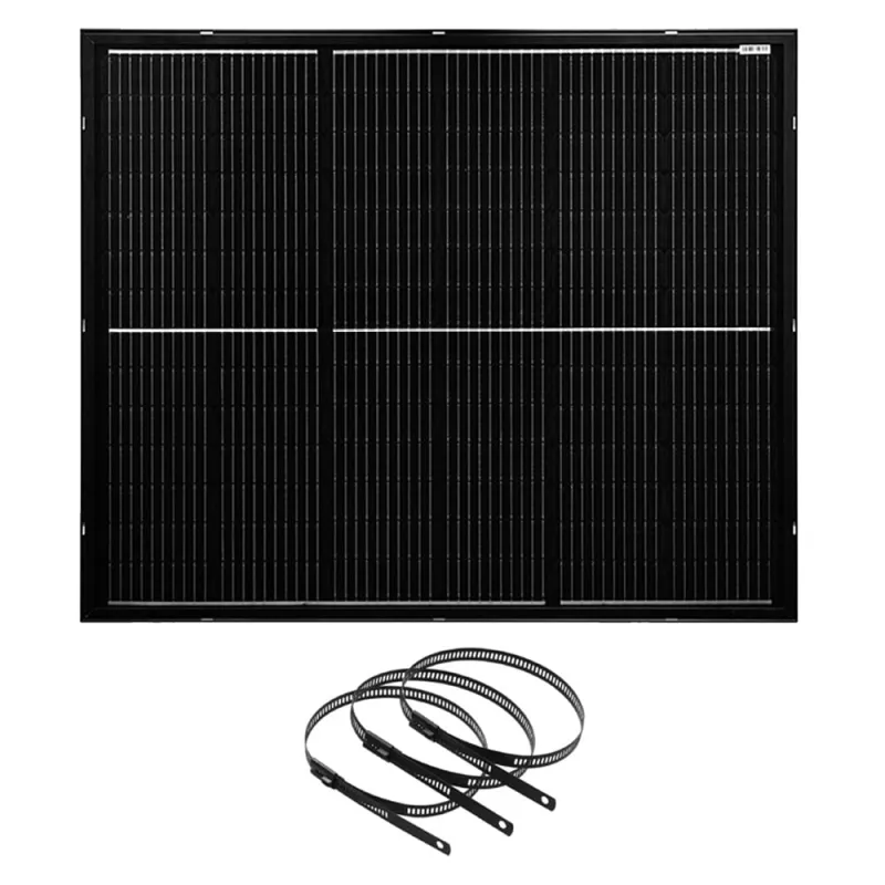 Rückansicht des Solarmodul Balkon Solarmodulsets mit Anschlussdose und Kabeln für einfache Installation.