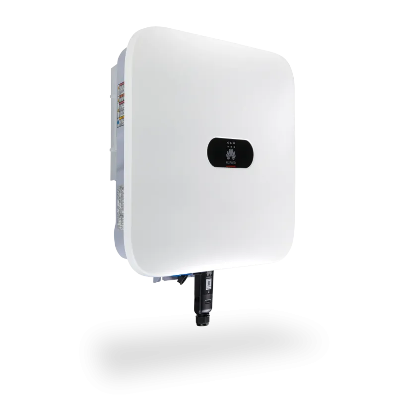 Frontansicht des Huawei Wechselrichters SUN2000-6KTL-L1 Hybrid mit Anschlüssen für Photovoltaik und Speicher