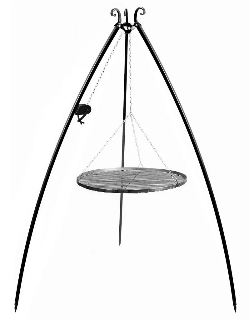 Cookking 200 cm Dreibein-Grill mit Winde und 50 cm Grillrost aus Naturstahl