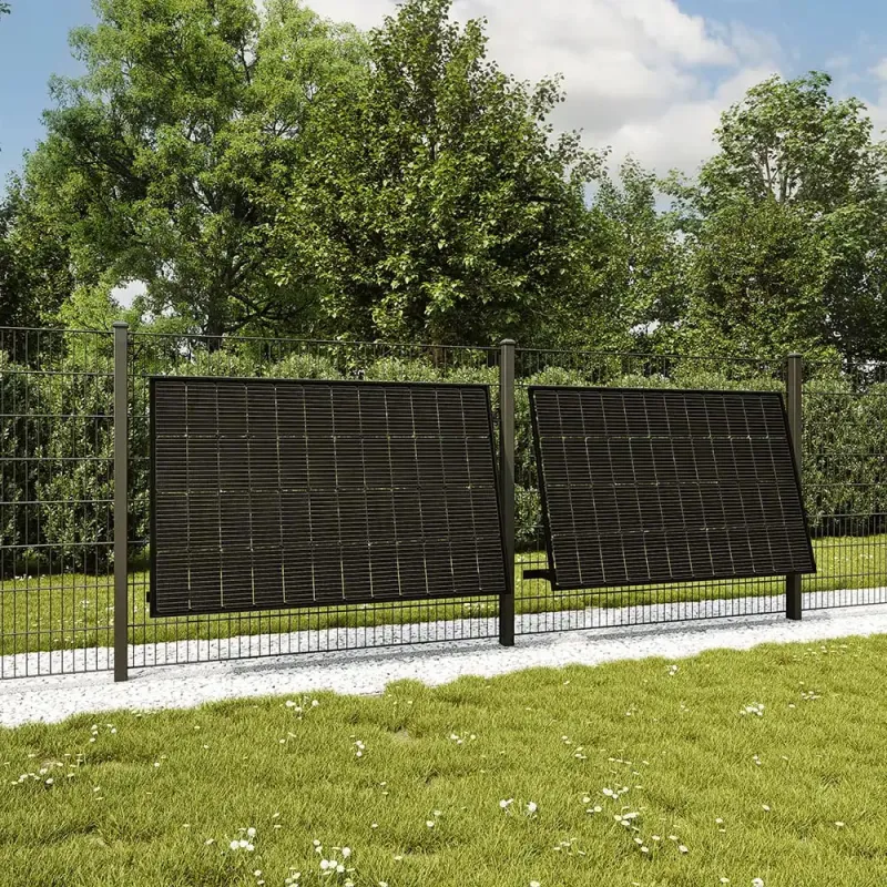 Rückansicht des Wattstone Solarmodul ZaunPV Flexx Montagepakets für Zaun-Photovoltaik.