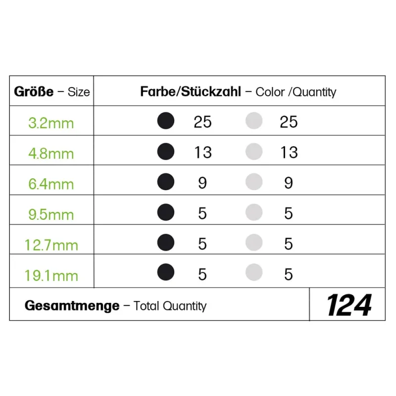 Schrumpfschlauch Sortiment Schwarz Weiß 3:1 Ratio mit Kleber Doppelwandig 124 Stück 89mm Länge Verschiedene Durchmesser