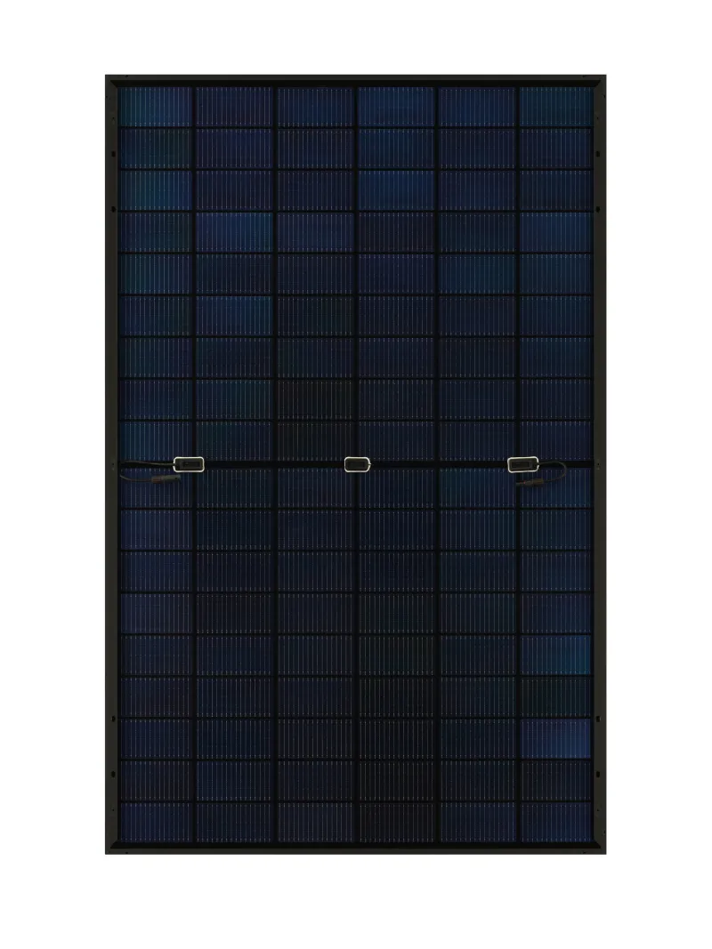 Rückseite des bifazialen JA Solar Solarmoduls JAM54D41-LB für zusätzliche Stromerzeugung durch reflektiertes Licht.