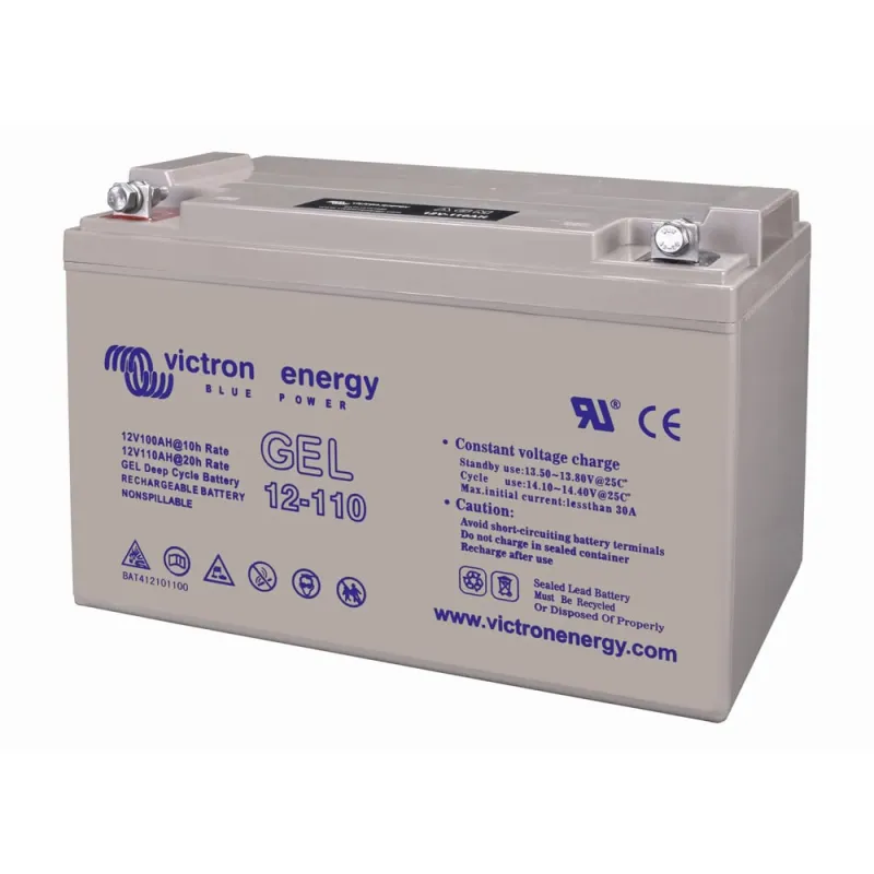Rückansicht des Victron Batteriespeichers Gel Deep mit robustem Gehäuse