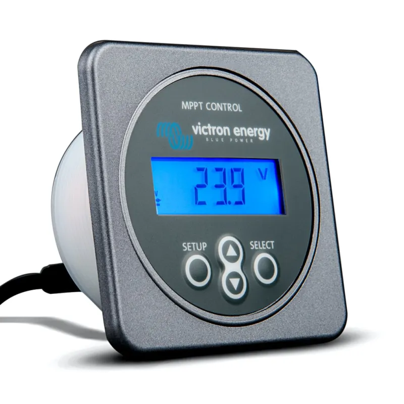 Victron Energy Ferneingabegerät Display zur Fernsteuerung eines MPPT-Ladereglers, Frontansicht.