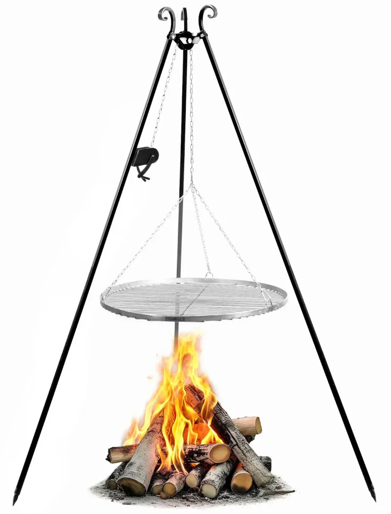 Cookking 180 cm Dreibein-Grill mit Winde und 50 cm Grillrost aus Edelstahl – Bild 2