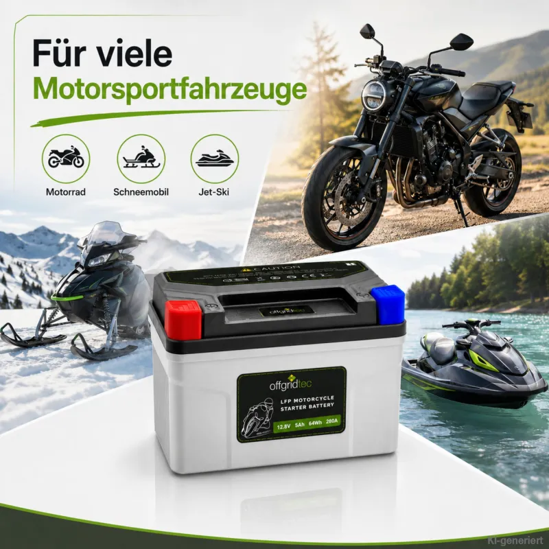 Motorradbatterie LiFePO4 12,8V 5Ah Starterbatterie YTX7A-BS, UTZ10S(MF), YTZ10S, UTX9-BS(MF) – Bild 4