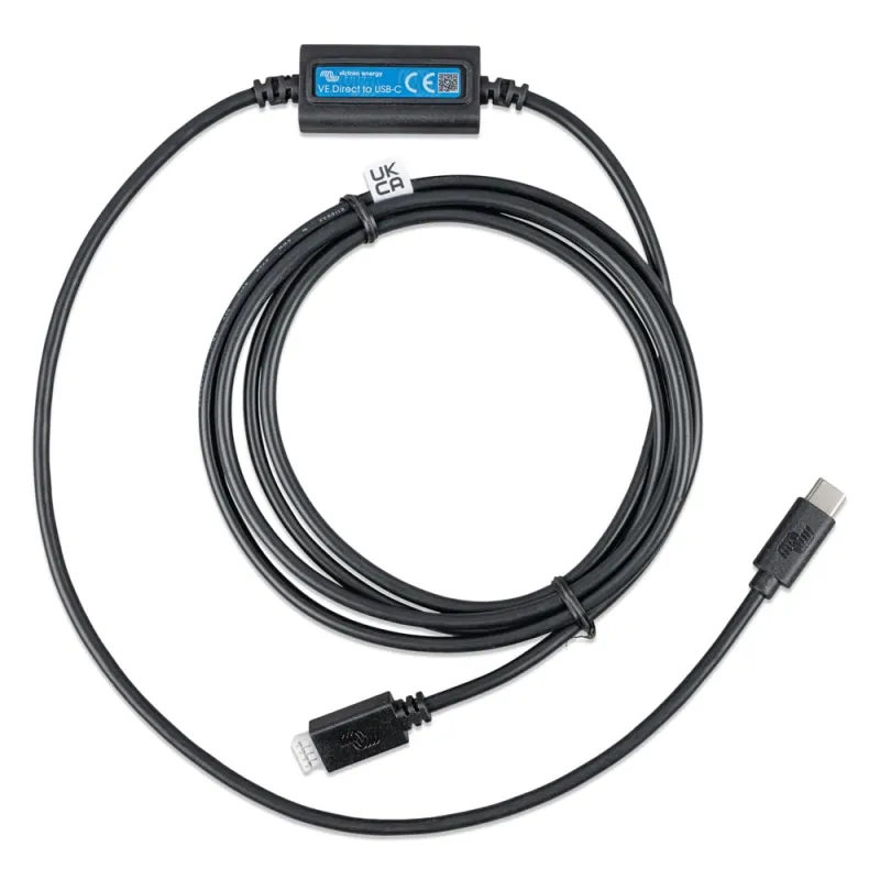 Victron Energy USB Adapter mit USB-C-Anschluss für VE.Direct-Geräte, schwarzes Kabel