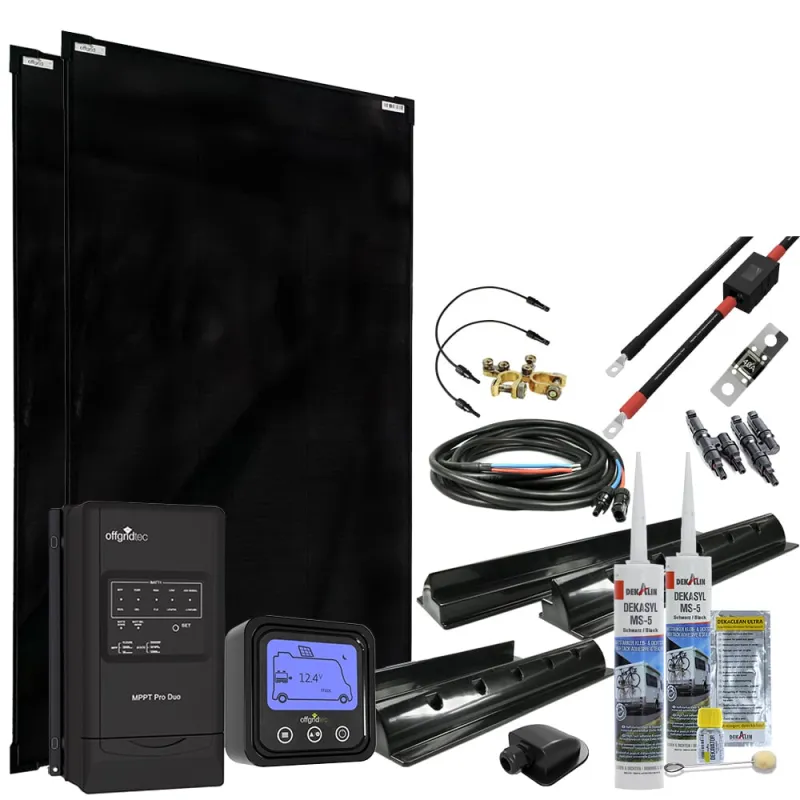 MobileBlack L 300W Wohnmobil Solaranlage 30A MPPT DUO Laderegler OLP PERC Solarmodul
