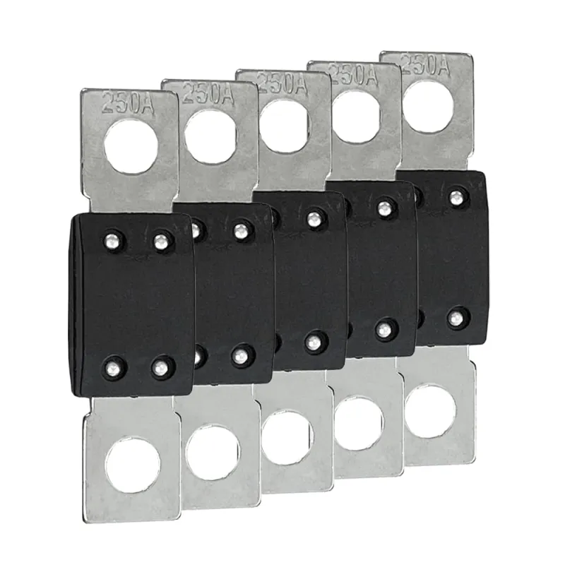 5er-Set MEGA-Sicherung mit fünf 250-Ampere-Sicherungen für 48V-Systeme.