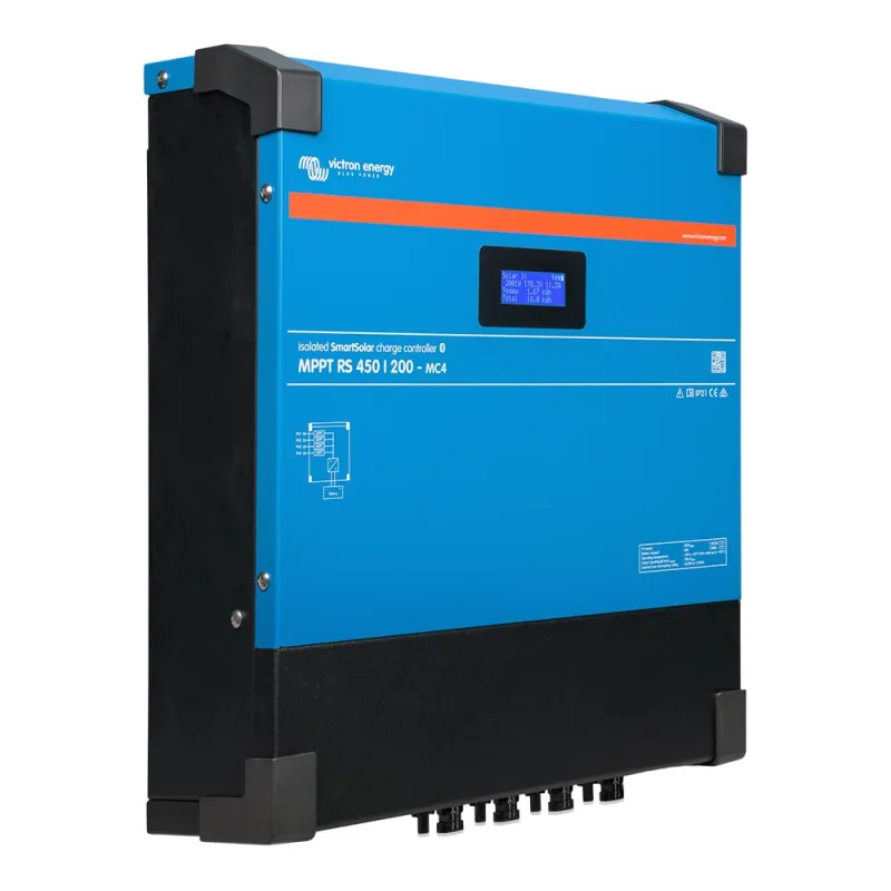 Anschlussbereich des Victron Energy Solar MPPT Ladereglers mit Kabelmanagement.