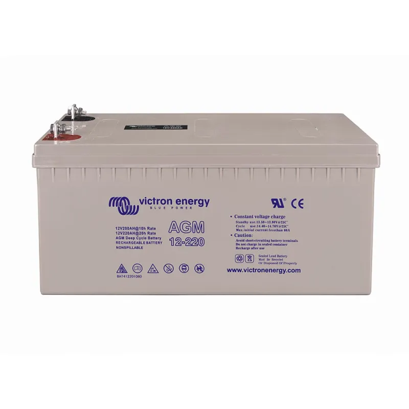 Victron Energy AGM-Batterie 220Ah seitliche Ansicht mit Typenschild