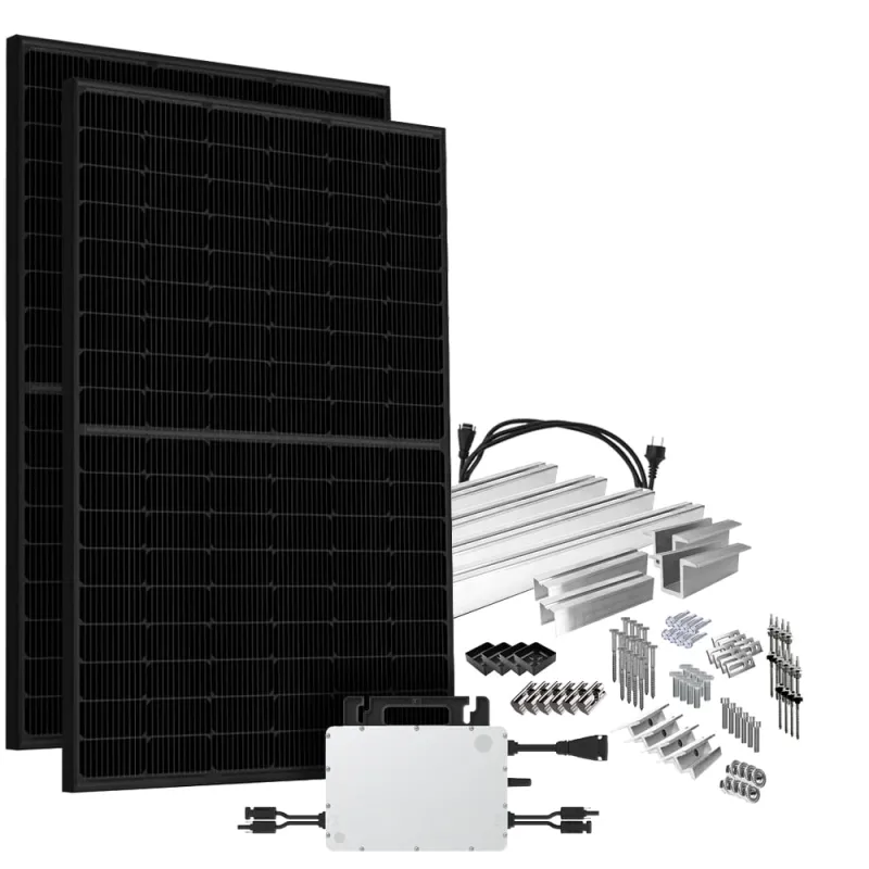Unterkonstruktion Solar-Direct mit zwei bifazialen Solarmodulen für Blechdächer, 900 Wp Leistung.