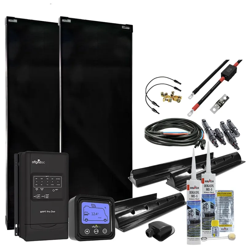 MobileBlack M 200W Wohnmobil Solaranlage 30A MPPT DUO Laderegler OLP PERC Solarmodul