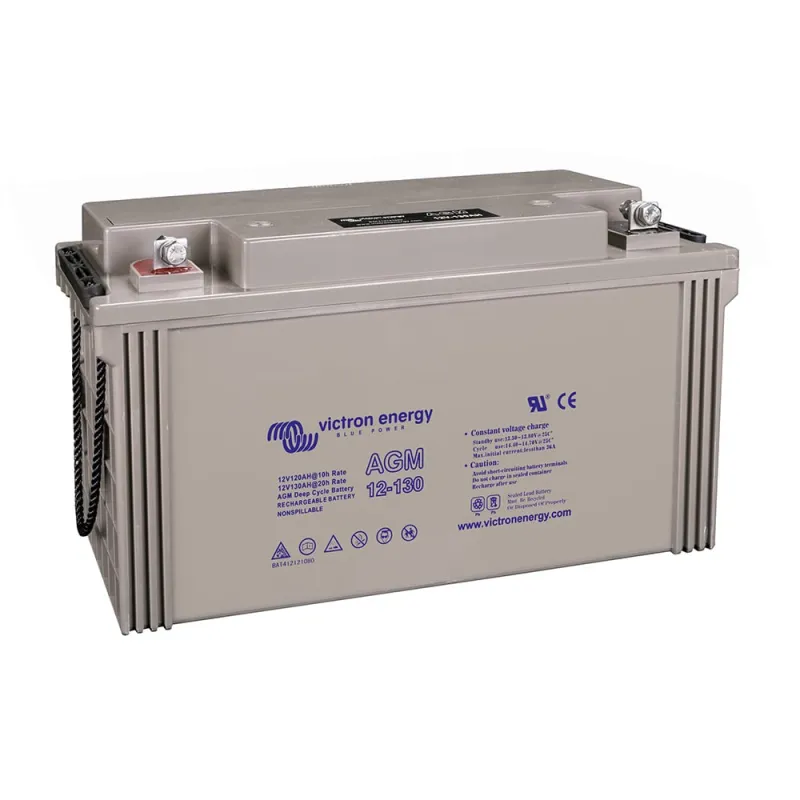 Victron Energy AGM-Batterie 12V/130Ah in Verpackung mit technischen Angaben