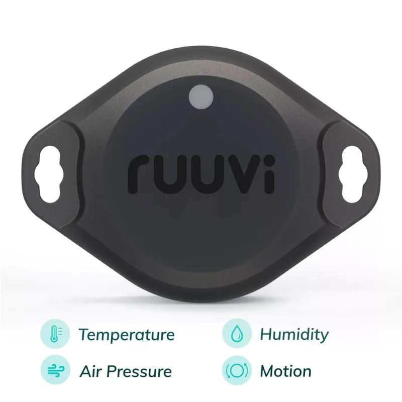 Ruuvi Tag Pro 4in1 Bluetooth-Sensor für Temperatur, Feuchtigkeit, Luftdruck und Bewegung Smart-Messgerät