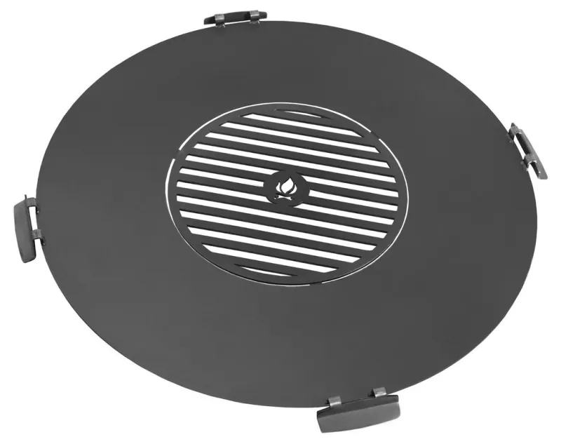 Cookking Rostfreie Grillplatte für Feuerschale 82 cm mit vier Griffen + Rost 37 cm