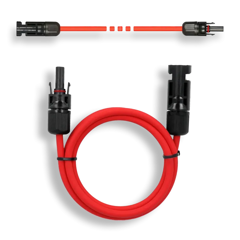 Komplettes Verlängerungskabel 6mm², 10 Meter, rot, beidseitig MC4-Stecker.