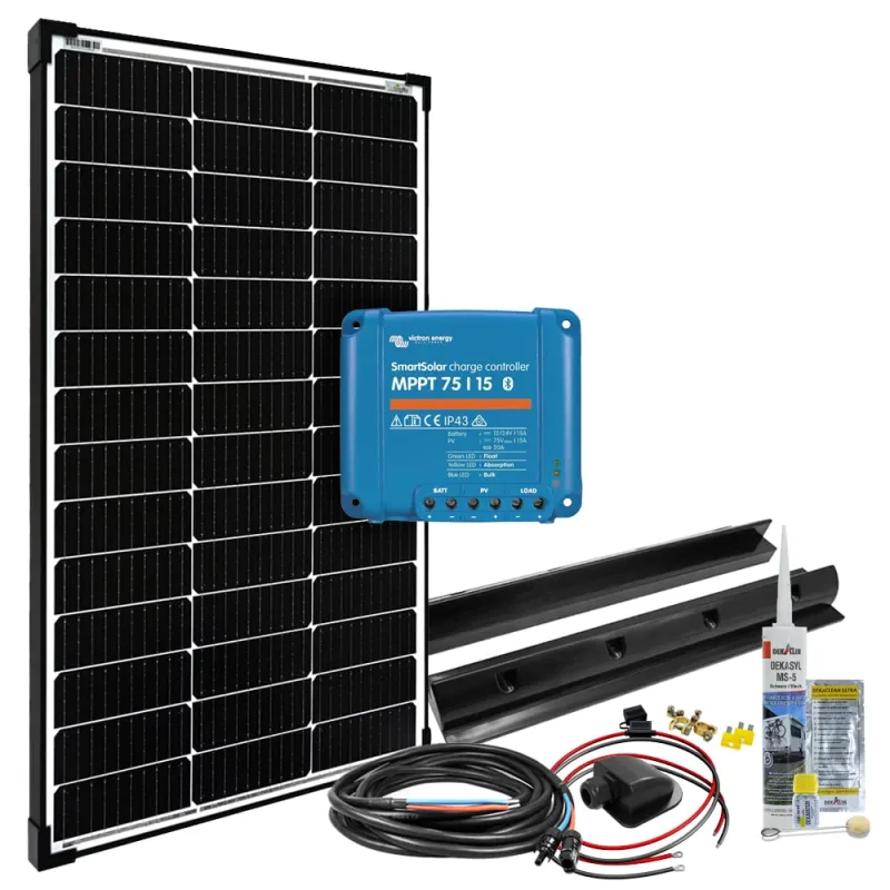 mPremium+ L Solaranlage mit monokristallinem Modul und MPPT-Technologie für Wohnmobile.