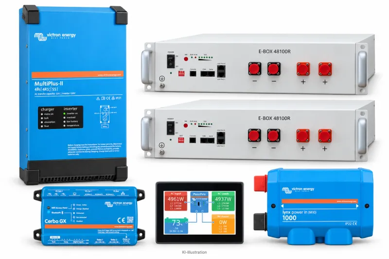 Set 1 × MultiPlus-II 48/4K5/55-32 230 V · PYTES R-TE · 10,24 kWh (2 Module)