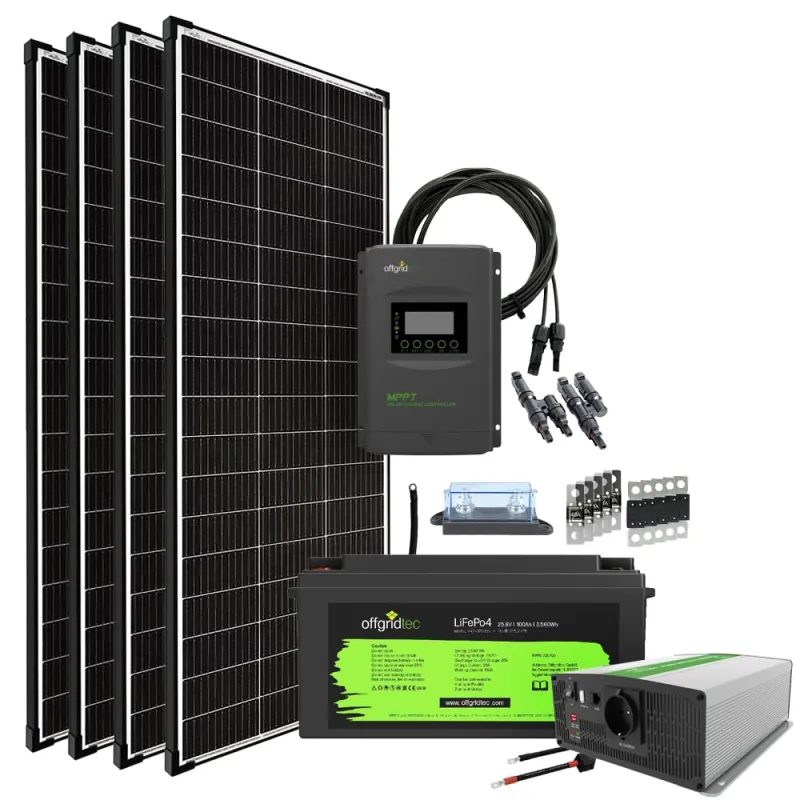 Autark Pro XL 24V 800W Solaranlage - 2000W AC Leistung 100Ah LiFePO4 Akku
