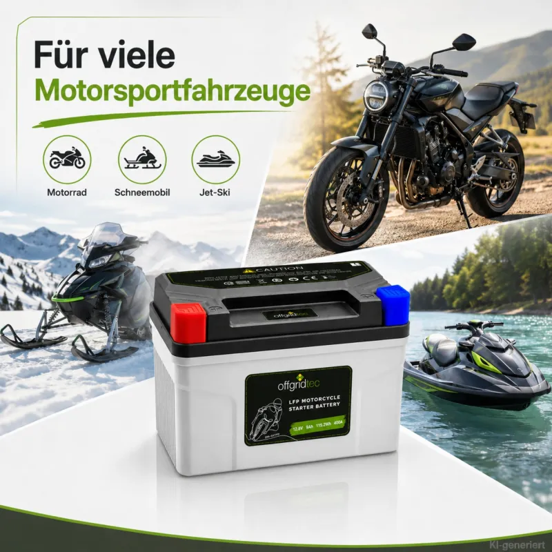 Motorradbatterie LiFePO4 12,8V 9Ah Starterbatterie YT12A-BS, YT14A-BS, UTX12-BS(MF), YTZ12S, YTX12-BS, YTZ14S, YB12B-B2 – Bild 5