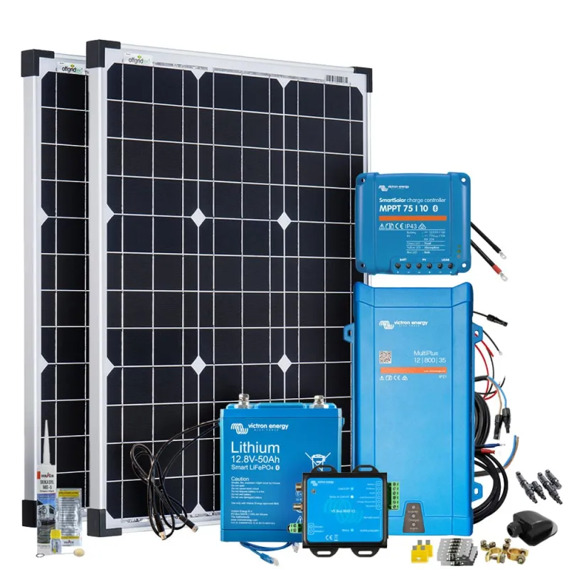Mobil VeCore S 100W 640Wh Wohnmobil Solaranlage mit Wechselrichter und MPPT-Laderegler in Schwarz