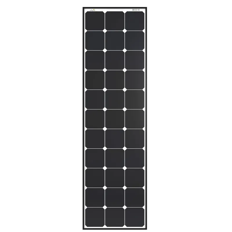 Seitenansicht des SPR-120 Solarmoduls mit ESG-Glas und MC4-Steckern