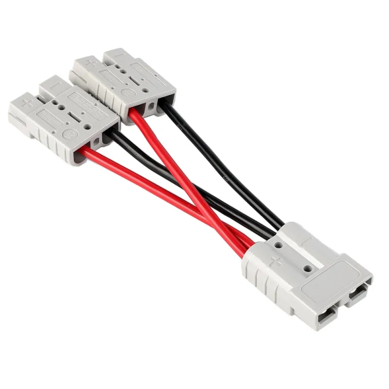 Adapterkabel mit Anderson-Steckern für die Verbindung von Solarmodulen, Detailansicht.