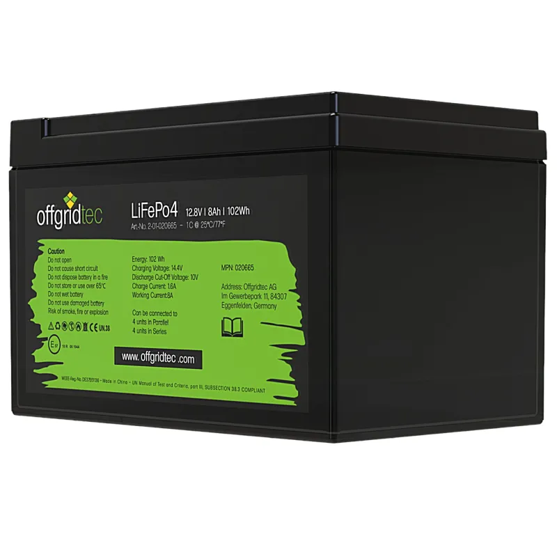 LiFePo4 Akku 12/8 12,8V 8Ah BMS integriert 102Wh