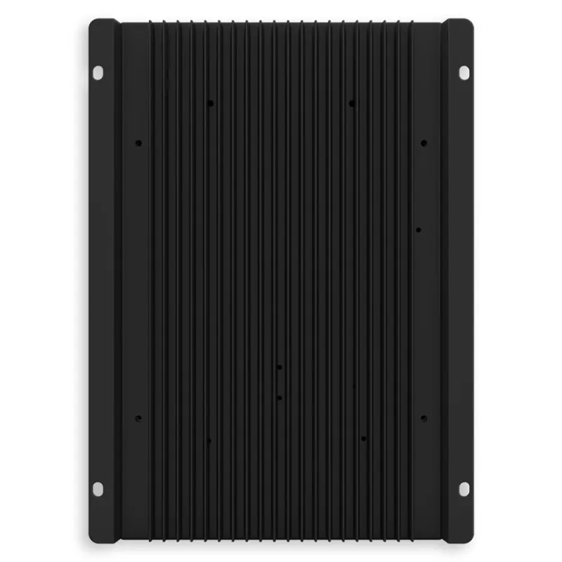 MPPT PRO-X Laderegler von hinten mit Anschlussmöglichkeiten für Solarmodule und Batterie.