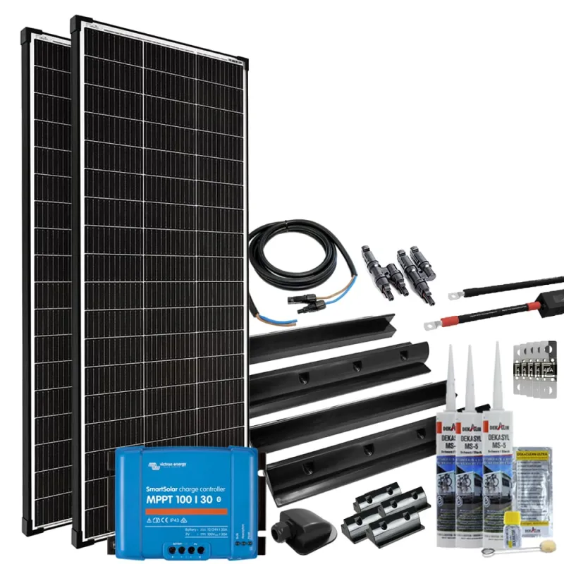 mPremium+ XXL 400W 12V mit Victron SmartSolar MPPT 100/30 Caravan Solaranlage