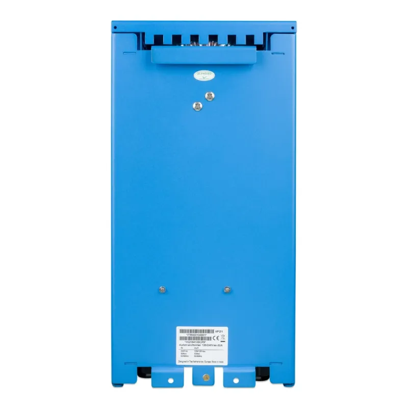 Victron Spartransformator 120/240VAC-32A mit technischen Daten auf dem Typenschild.