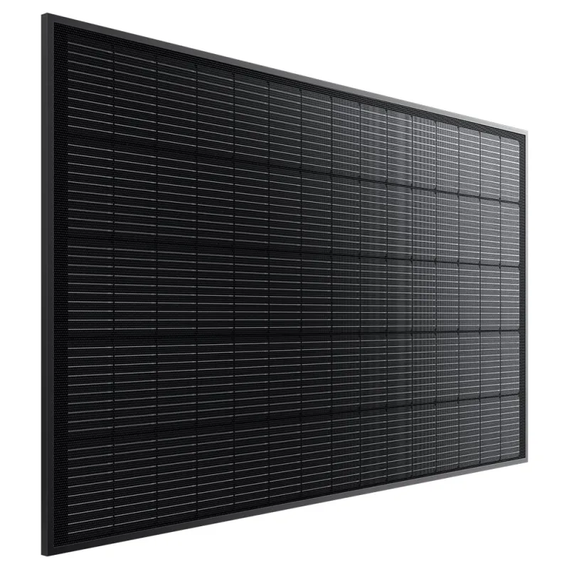 Seitliche Ansicht des Bluetti Solarmoduls BFPV-255W mit MC4-Anschlüssen für einfache Installation.