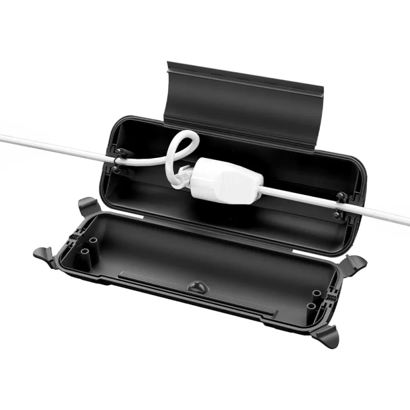 wasserdichte Kabelbox IP44, 2 Eingänge, schwarz, für Kabel bis 12mm