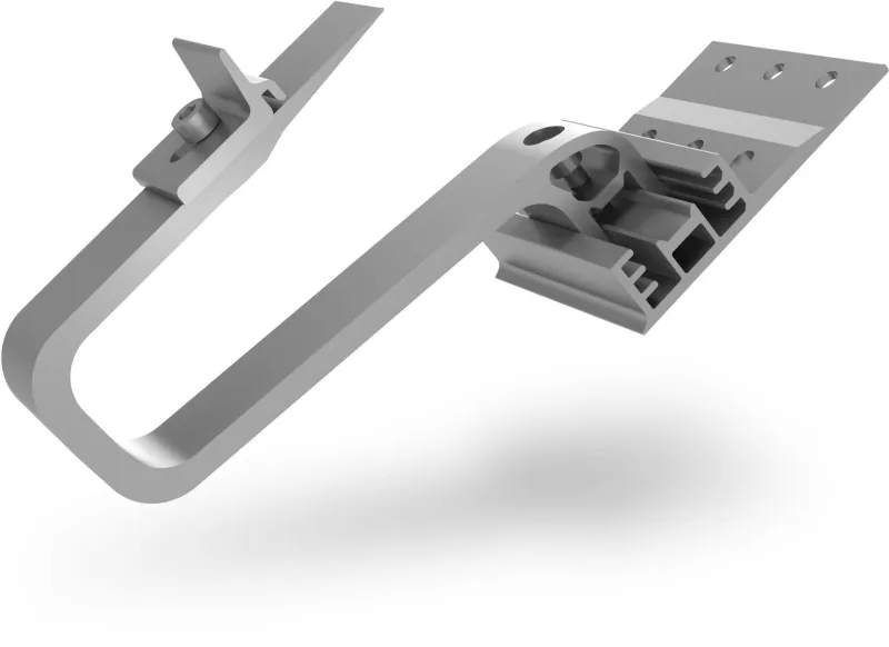 Montage des Dachhakens SingleHook 3S Long unter Dachziegeln für Photovoltaik-Anlagen.
