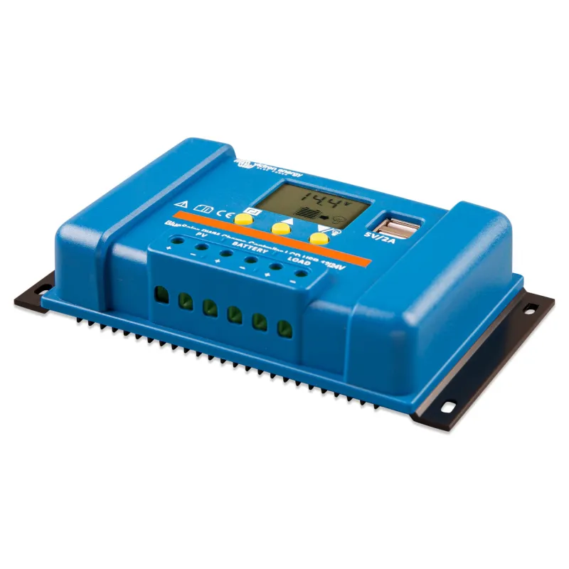 USB-Anschluss am Victron Solarladeregler BlueSolar PWM-LCD&USB für einfache Konfiguration und Datenauslesung.