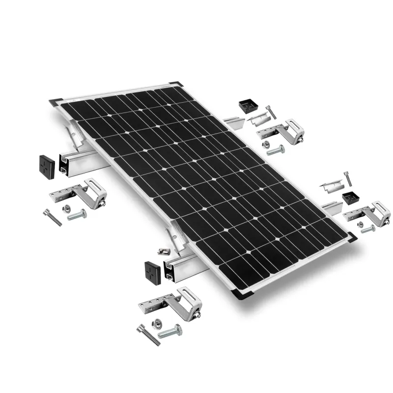 Befestigungskit mit Dachhaken 3-fach verstellbar (für Dachziegel) für Schrägdachmontage 1 Solarpanel Rahmenhöhe 30mm