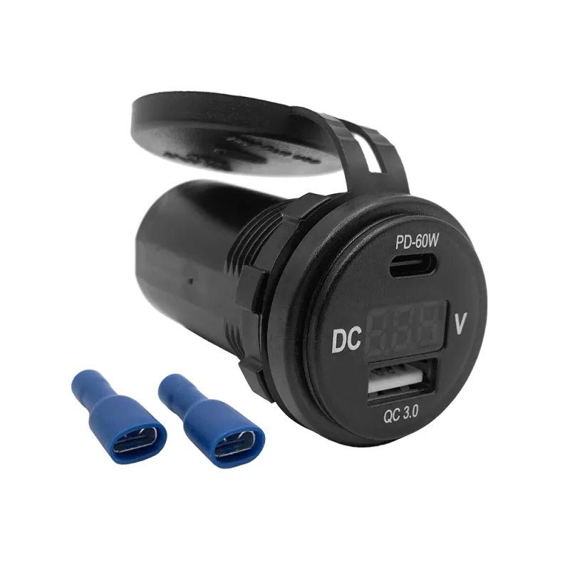 USB Doppelsteckdose USB-A 3,6V - USB-C 5V / 6-30V/DC