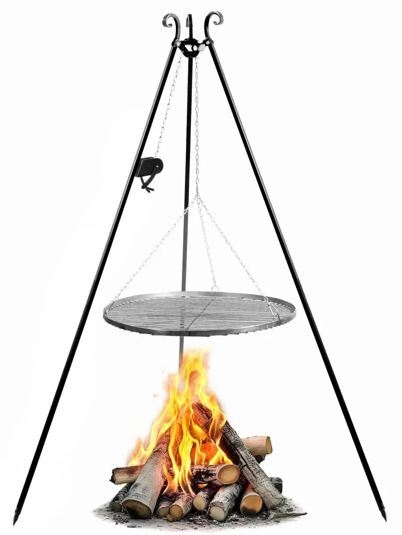 Cookking 180 cm Dreibein-Grill mit Winde und 50 cm Grillrost aus Naturstahl – Bild 2